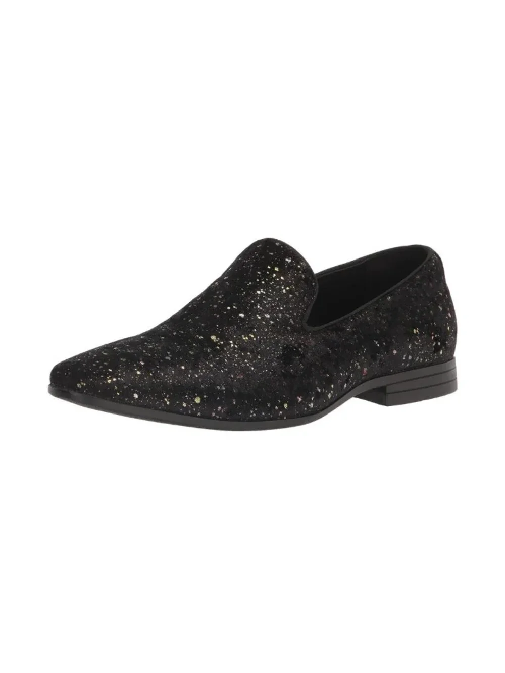 New Stacy Adams Stellar Black Glitter Slip-On Loafers Men’s
